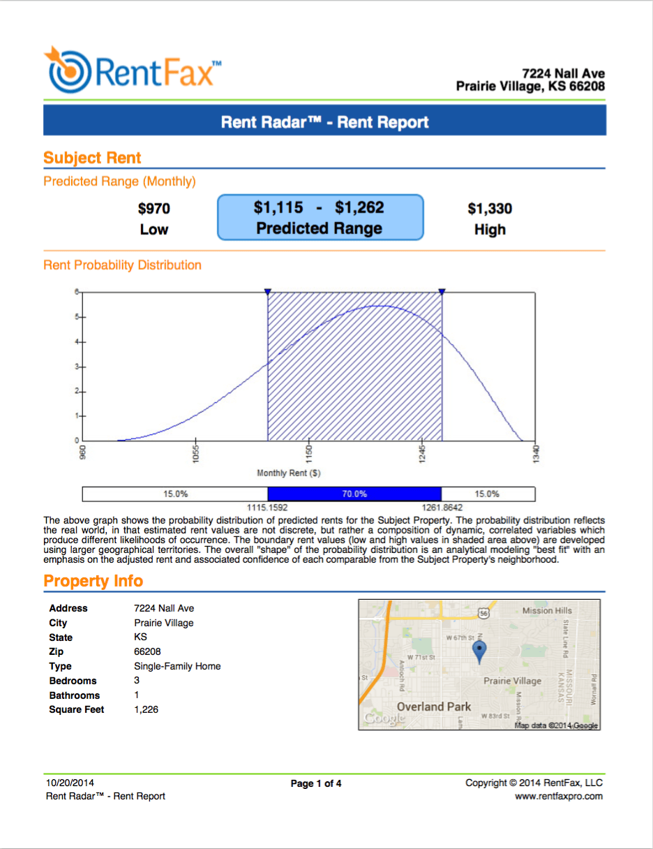 RentFax rent report sample, like one you might get when receiving Austin property management services from ALPS, Inc.